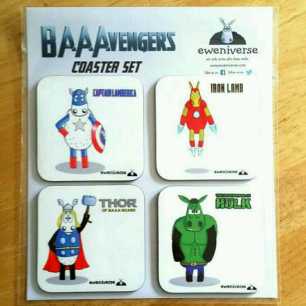 The Baaavengers coaster set